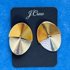 J. CREW Earrings Two-Tone Matte Metallic Geometric Post Statement Preppy 1-1/2"